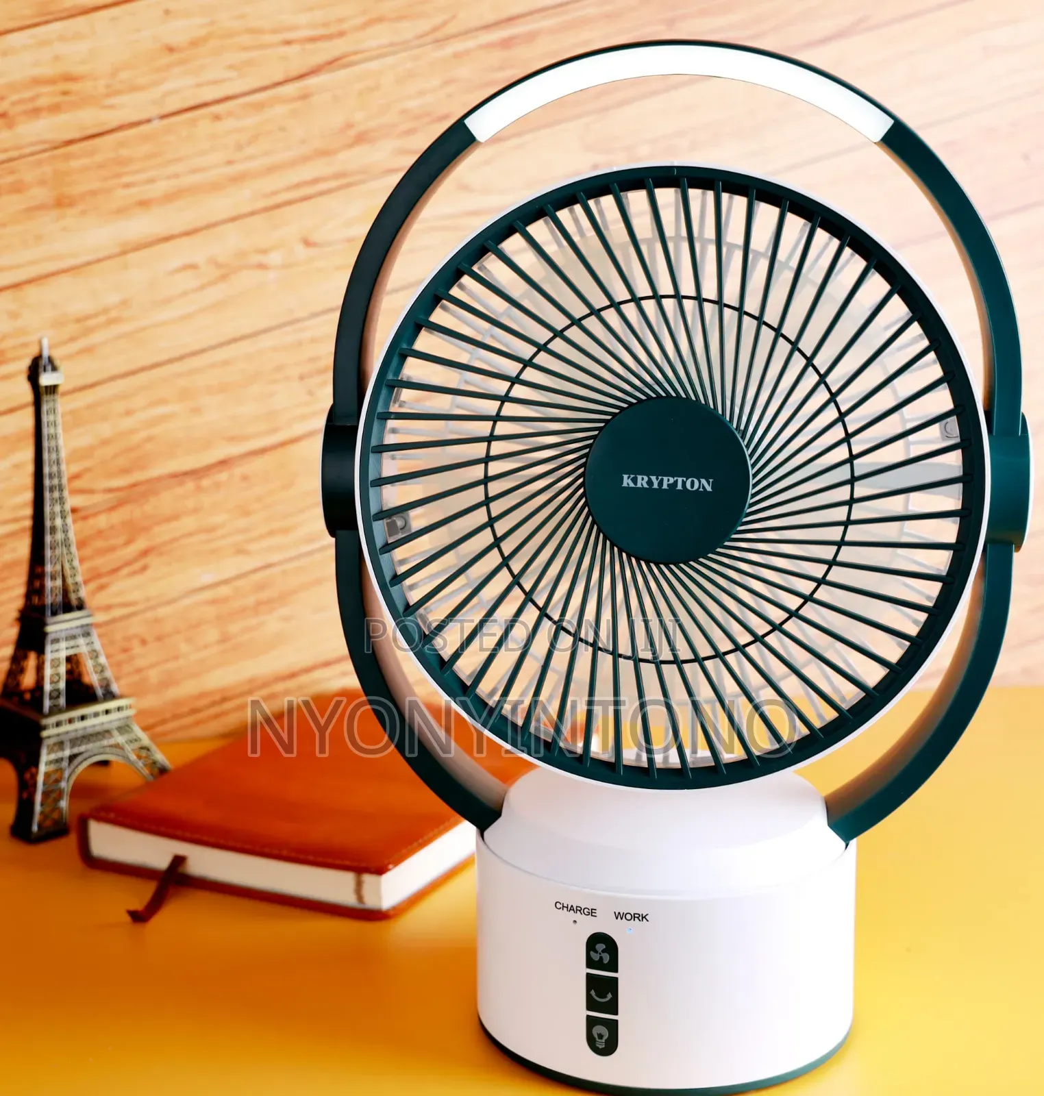 Krypton 9" Rechargeable Table Fan and Light