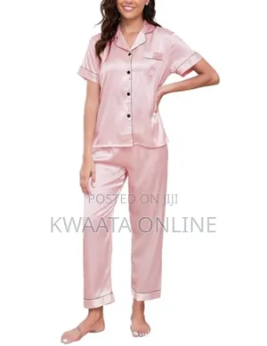 2pc Women Satin Silk Pajamas, Short Sleeve Loungewear