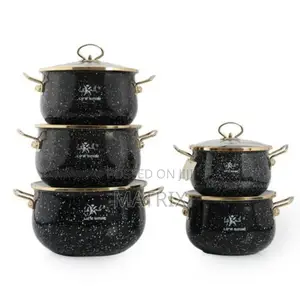 Life Smile 10 Pieces of Granite Non-Stick Enamel Saucepans
