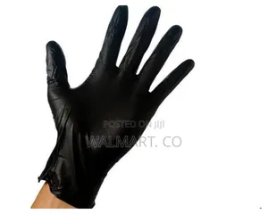 A Box Of 100pcs Black Nitrile Gloves-black