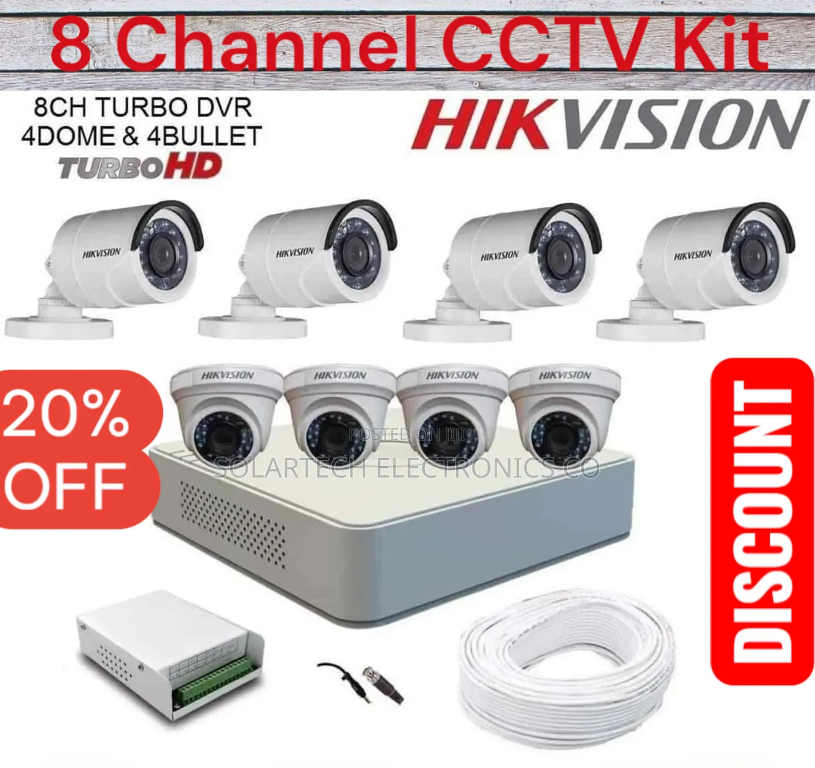 8 Color Vu Cameras Full System Kit / Night Vision Xkoh