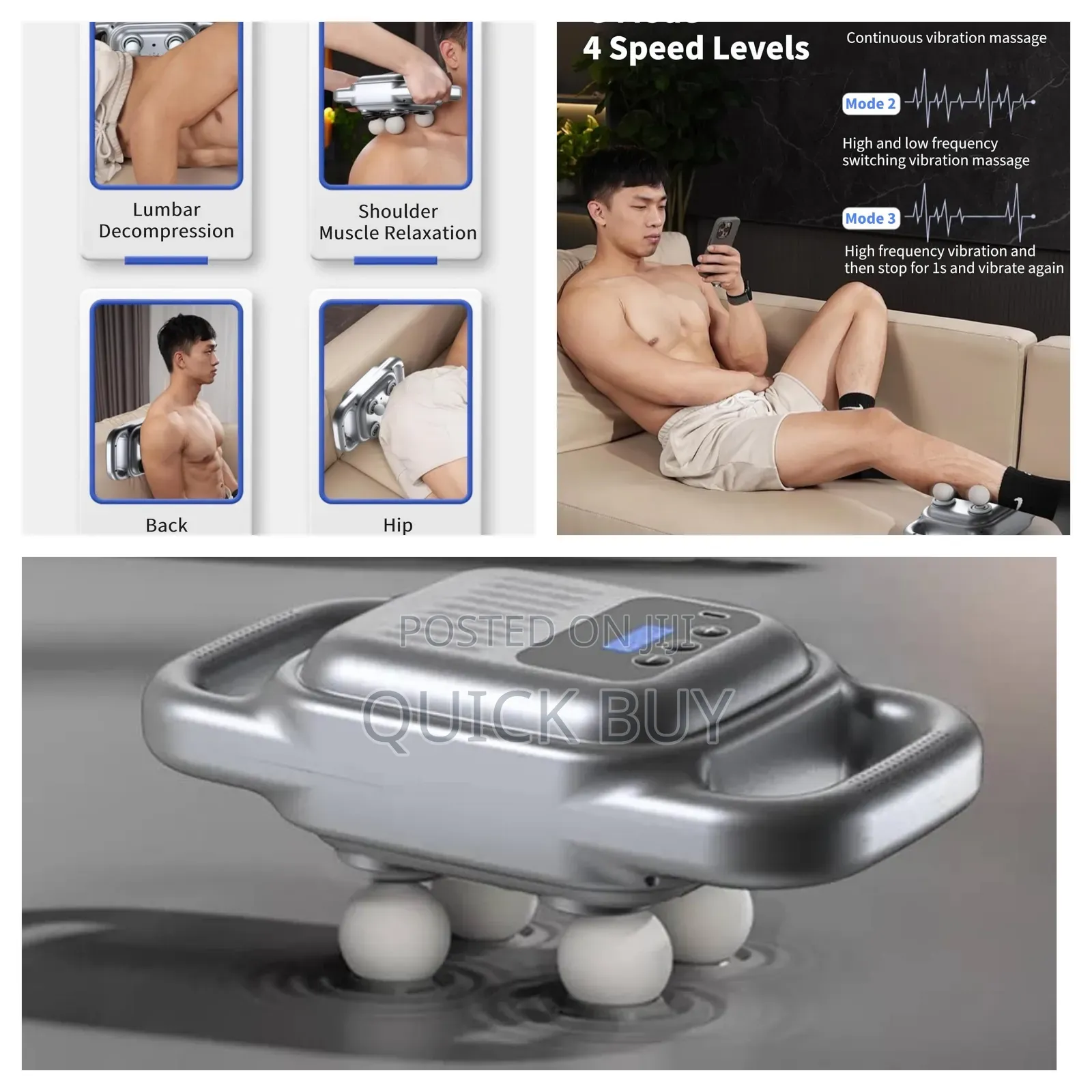 4 Head Massager, Deep Tissue Massage Gun