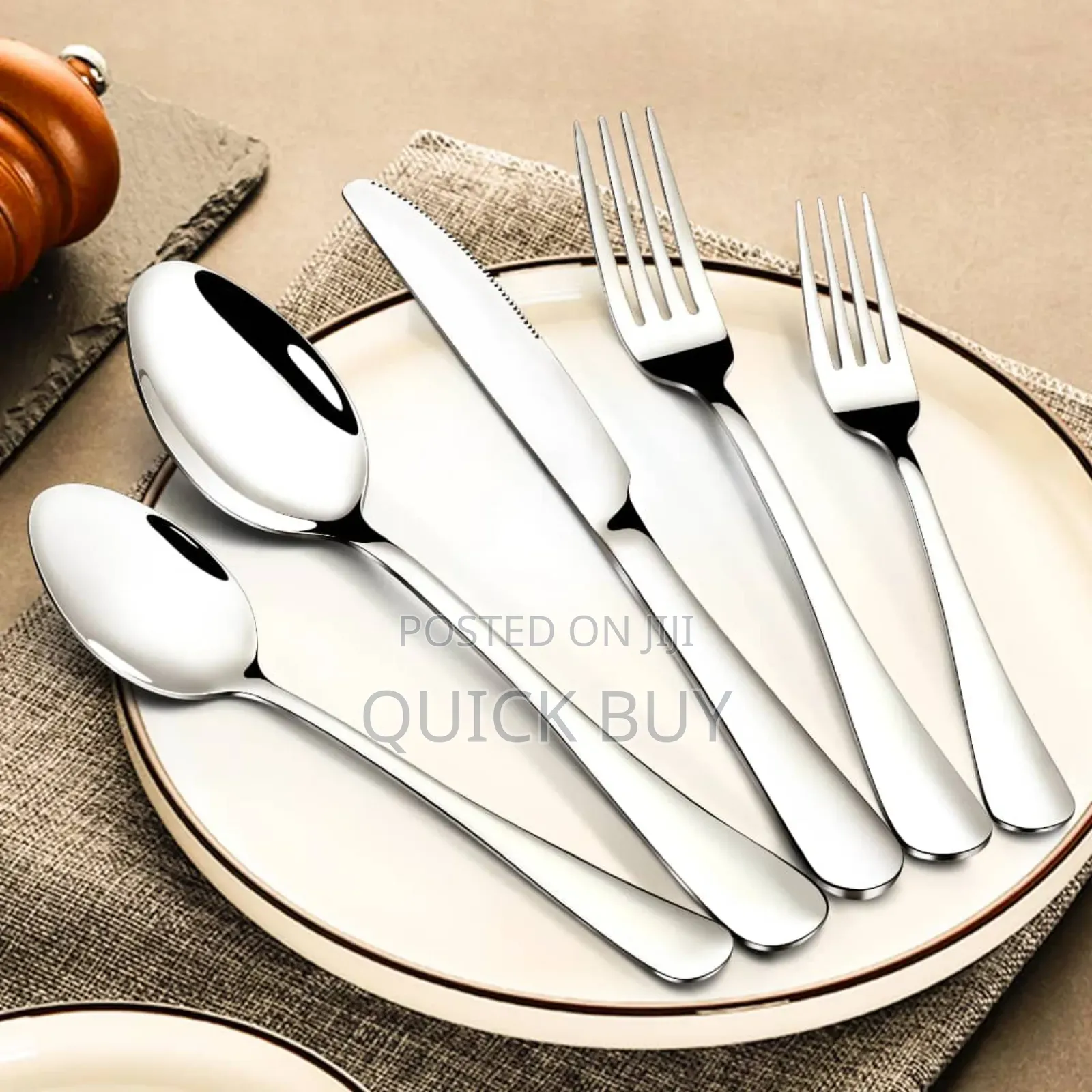 24-Piece Cutlery Set-Silver Stainless Steel