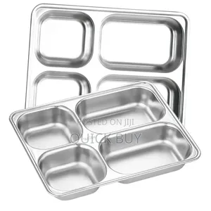 2pcs Stainless Steel Rectangular Food Serving Plate Tray