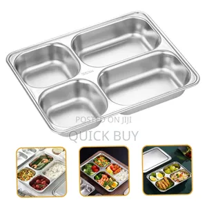 2pcs Stainless Steel Rectangular Food Serving Plate Tray