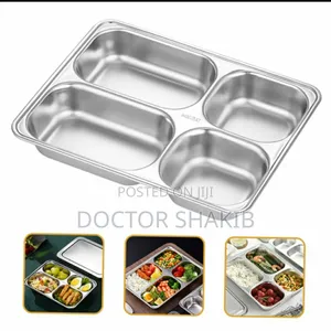 New 2pcs Stainless Steel Rectangular Food Serving Plate Tray