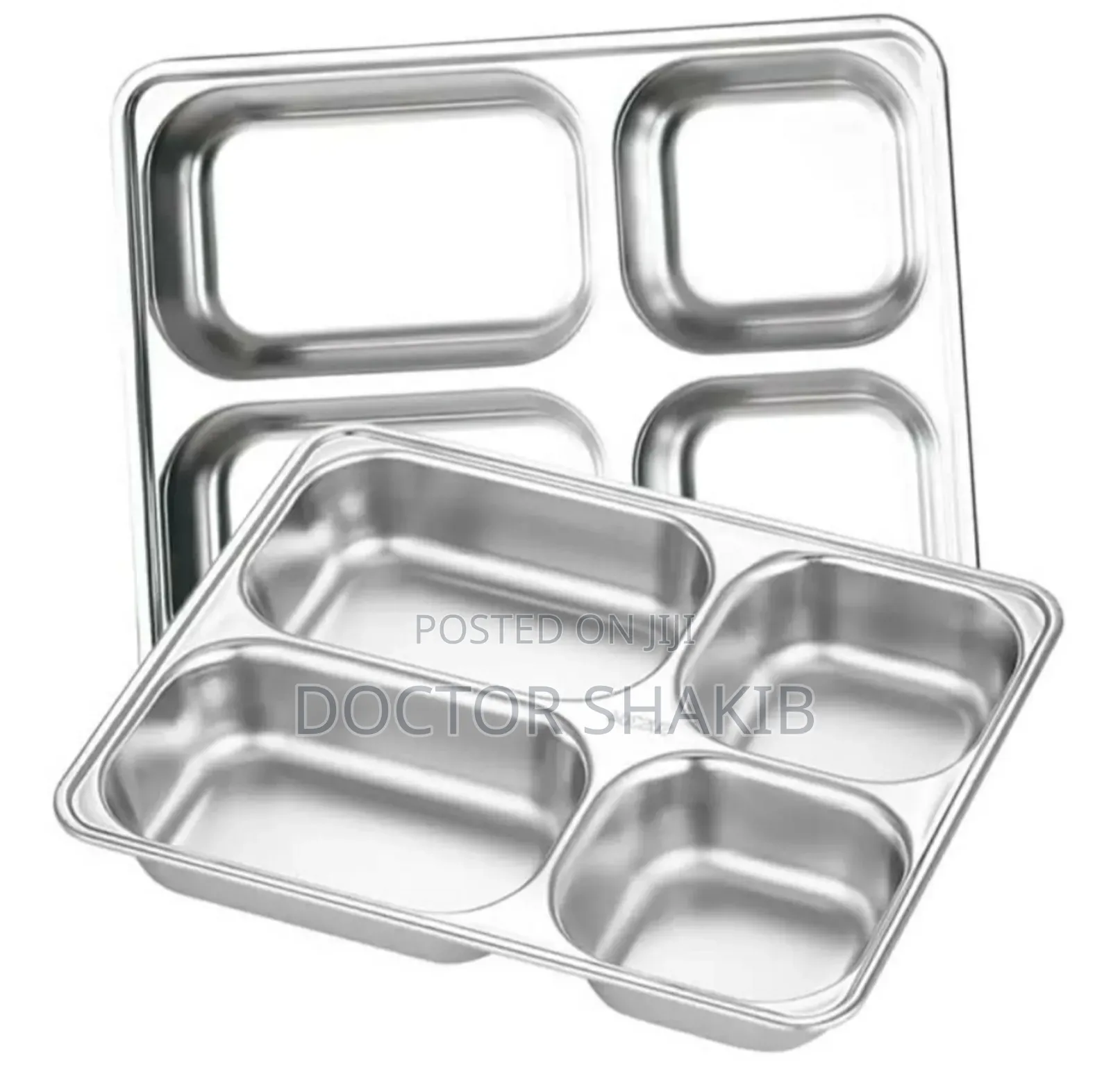 New 2pcs Stainless Steel Rectangular Food Serving Plate Tray