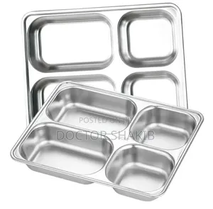 New 2pcs Stainless Steel Rectangular Food Serving Plate Tray