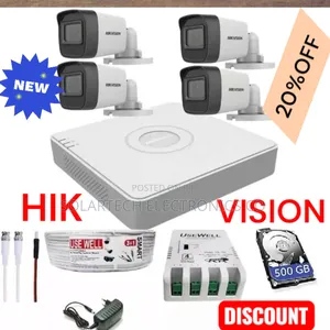 4 Channel Hik Vision CCTV Camera Kit Full Color Kuwo