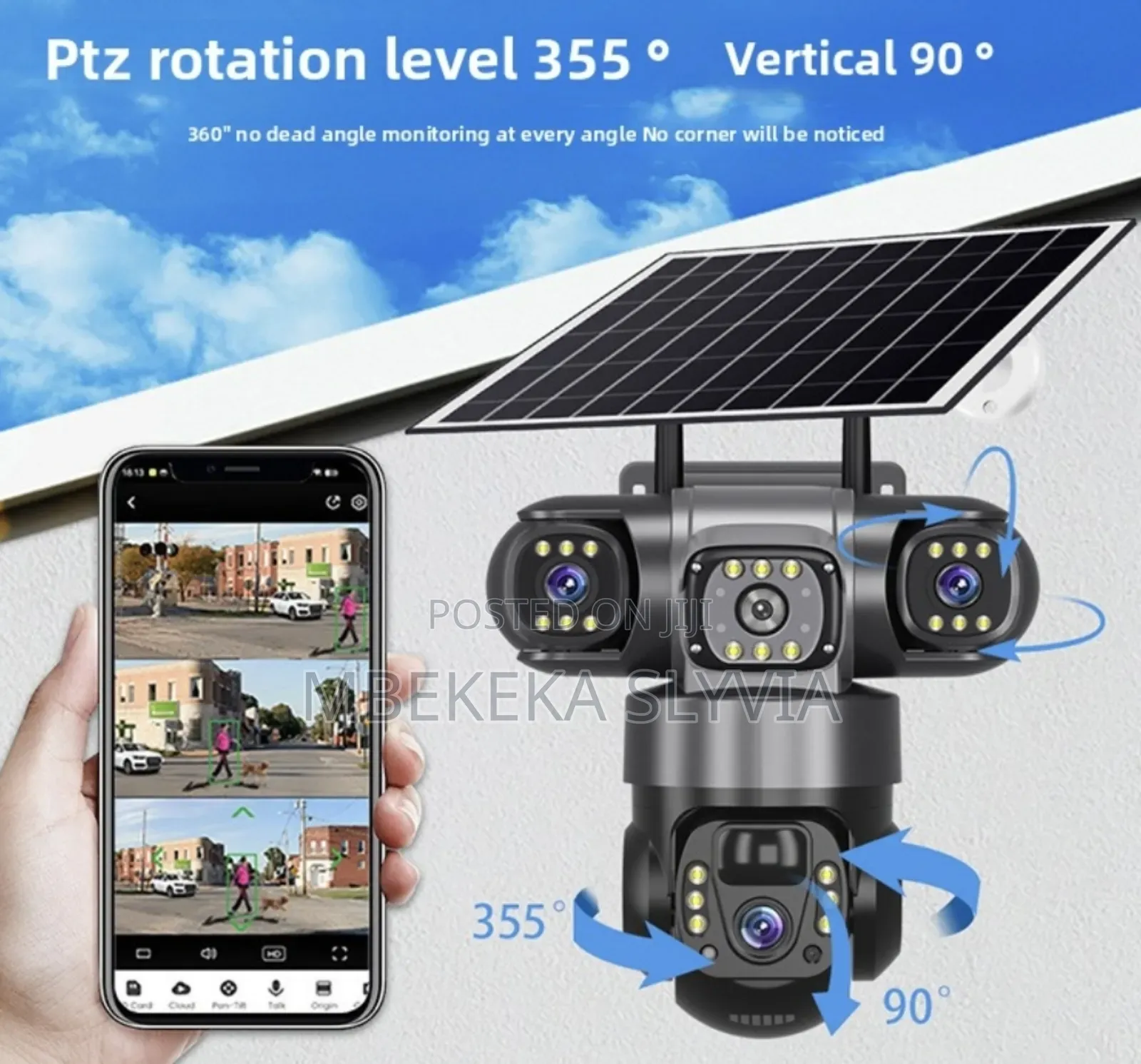 3 Lens Solar Camera Simcard V380pro Security Camera