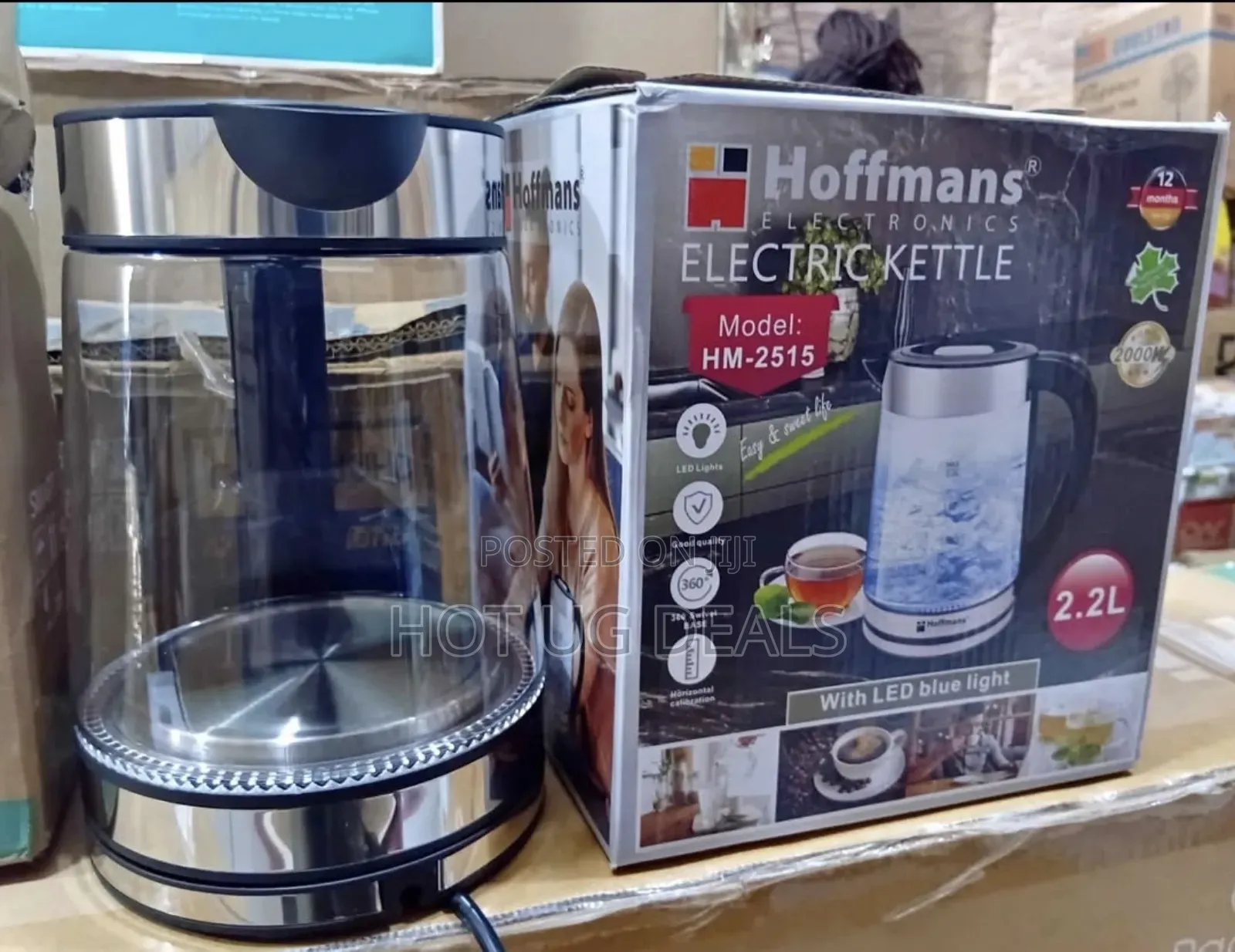 Hoffmans 2.2l Glass Electric Kettle