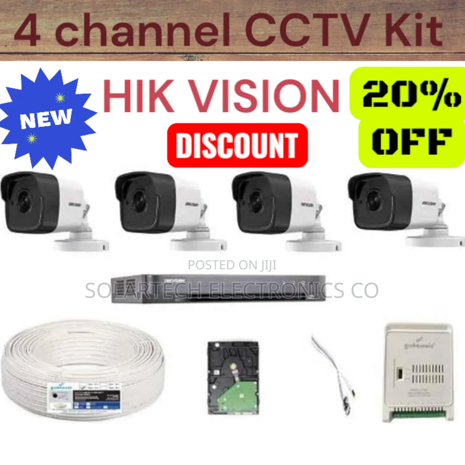 4 Channel Hik Vision CCTV Camera Kit 2mp Ckod