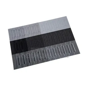 6 PCS Table Place Mats With a Runner. Black Grey 