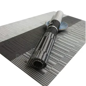 6 PCS Table Place Mats With a Runner. Black Grey 