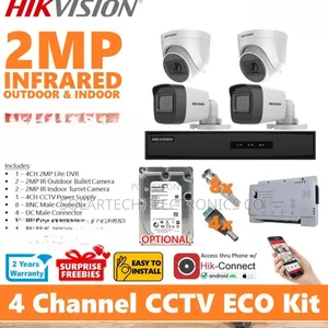4 Channel Hik Vision CCTV Camera System Full Kit Chukn