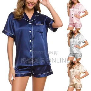 Satin Pajama Sets For Women, Silk Short Sleeves