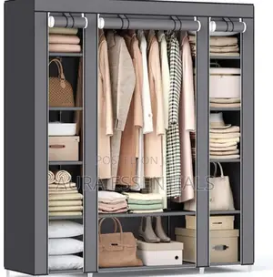 3 Folding Wardrobe, Fabric Closet, Comes With Jointed Metal