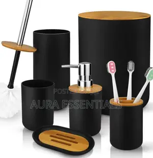 6-PCS Bathroom Accessory Set Black and White