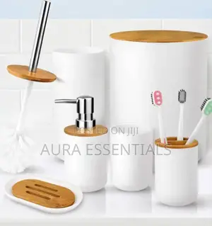 6-PCS Bathroom Accessory Set Black and White