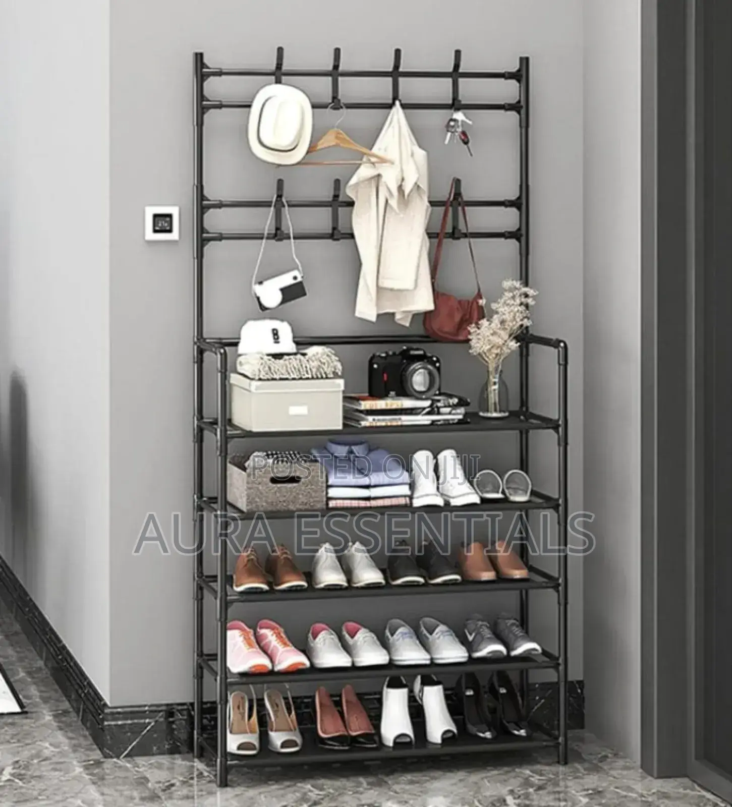 Black Shoe and Hat Rack - Hall Tree,Freestanding