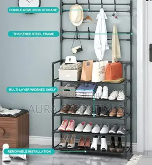 Black Shoe and Hat Rack - Hall Tree,Freestanding