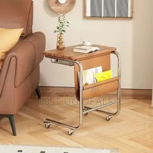 Side Table With Metalic Stands And Wheels (Not Assembled)