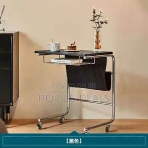 Side Table With Metalic Stands And Wheels (Not Assembled)