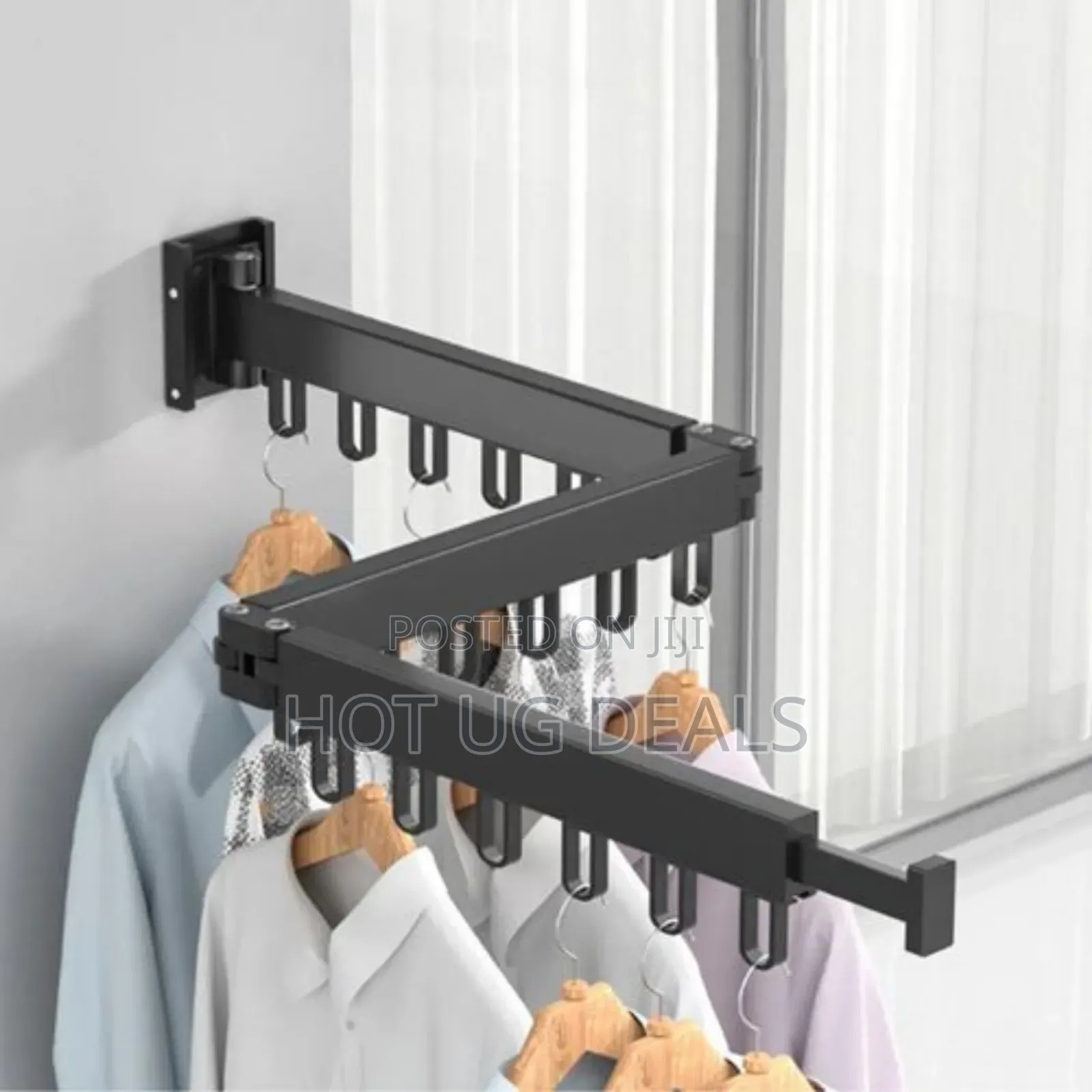 Retractable Wall-mounted Cloth Hanger - Black