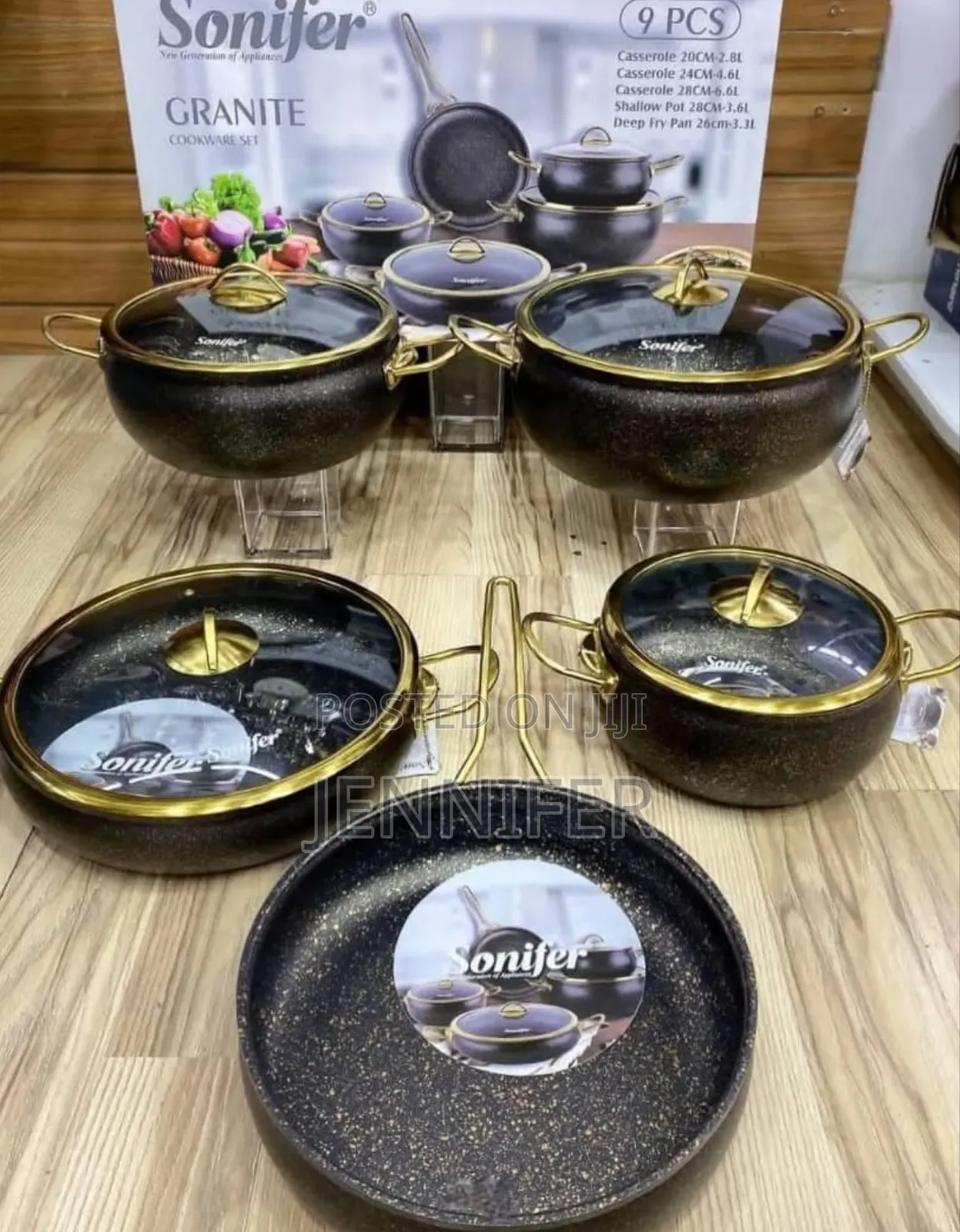 Sonifer 9-Piece Wear-Resistant Non-Stick Granite Cookware