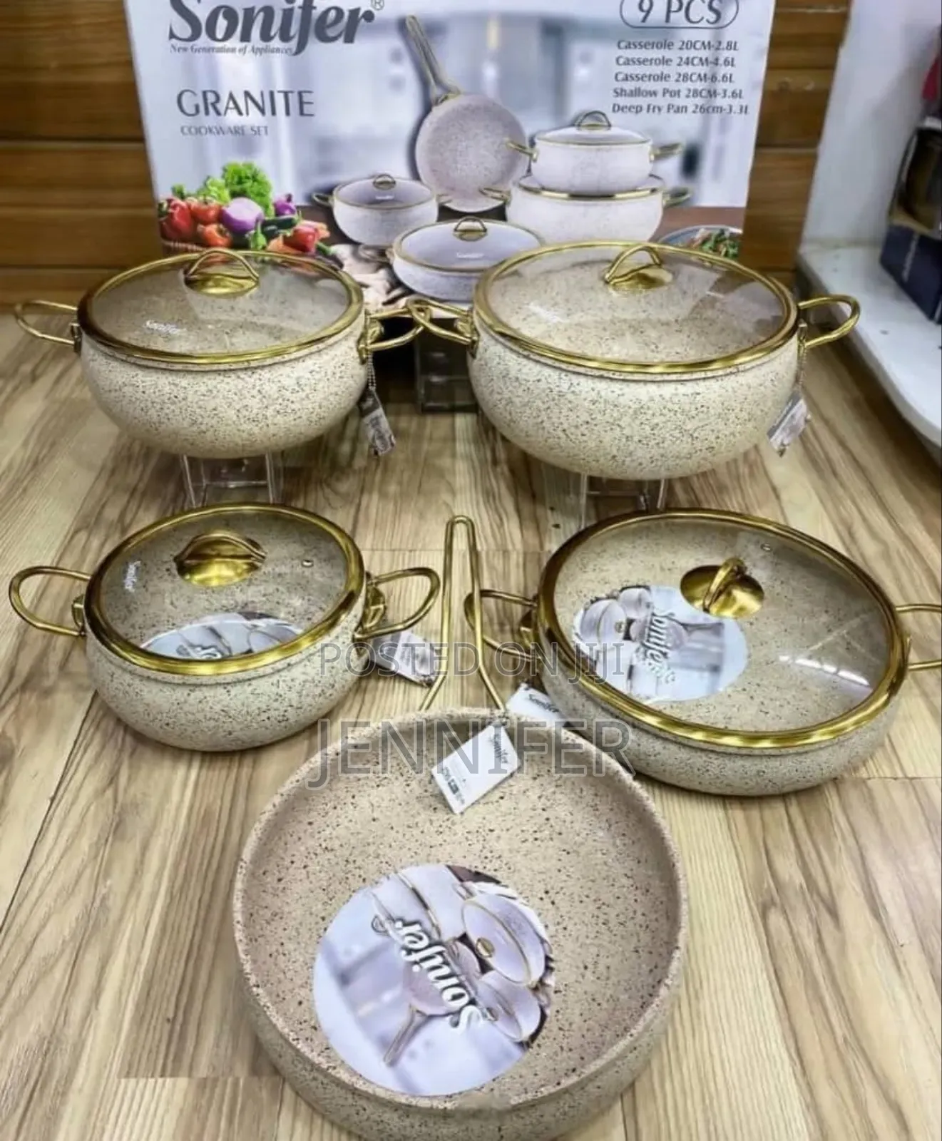 Sonifer 9-Piece Wear-Resistant Non-Stick Granite Cookware