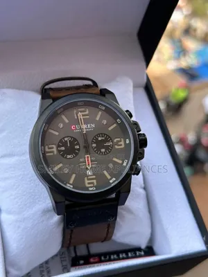 Curren's Men Analog Wrist Time Piece With Genuine Leather