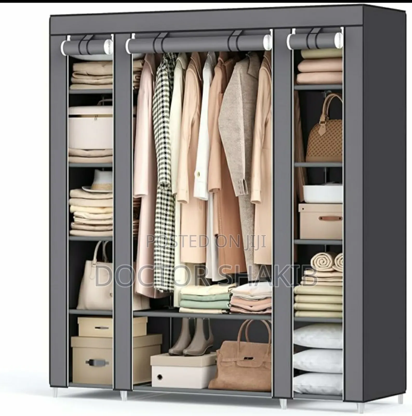 Luxurious 3 Folding Wardrobe, Comes With Jointed Metal Rods