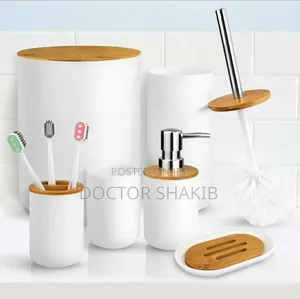 Luxurious 6-PCS Bathroom Accessory Set Black and White