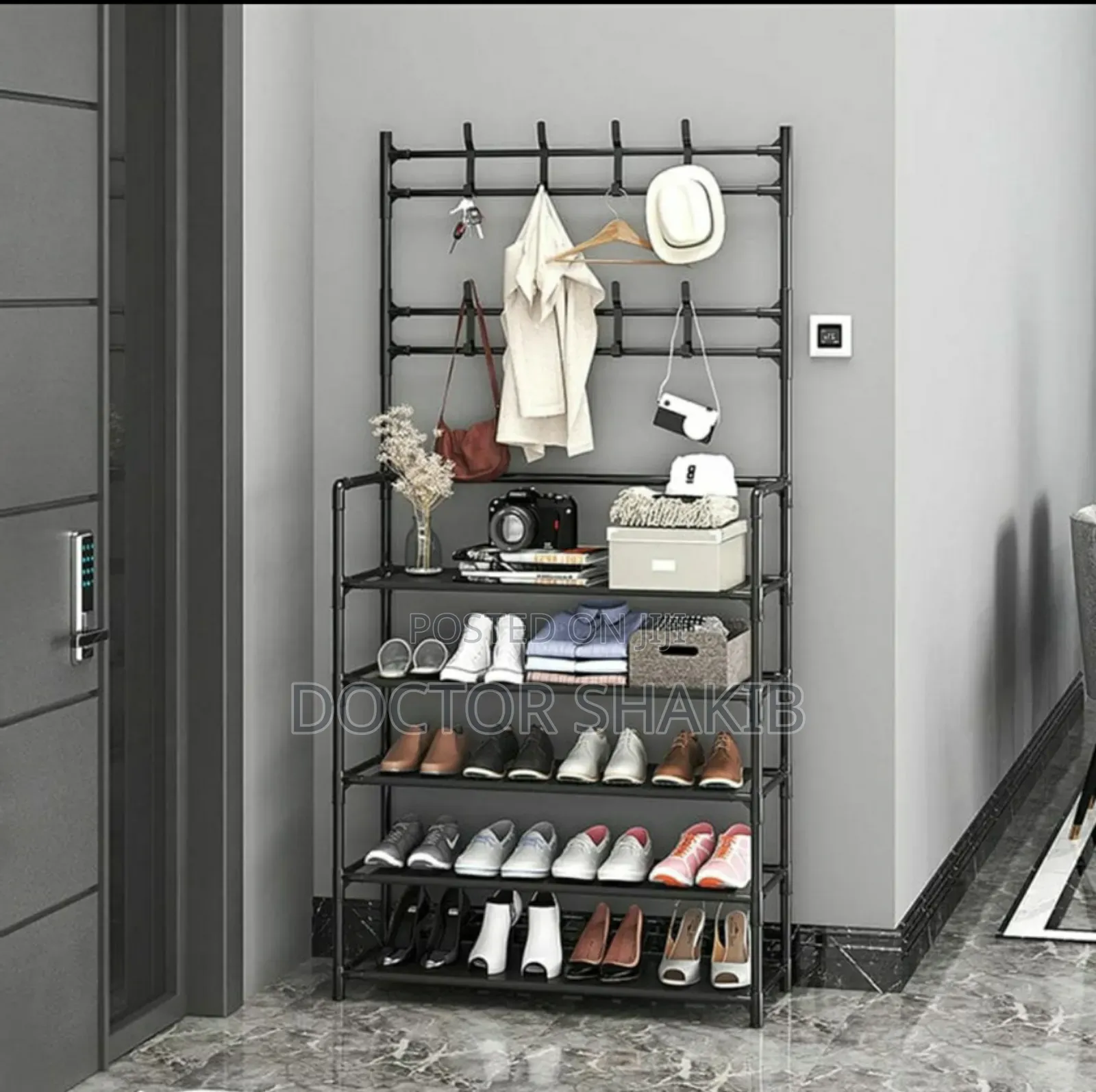 Unique Black Shoe and Hat Rack - Hall Tree,Freestanding