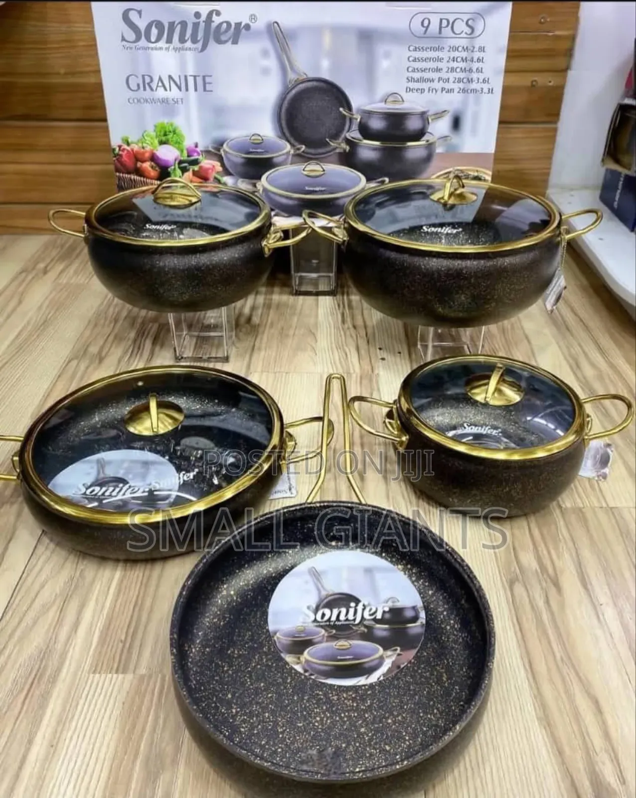 Sonifer 9-Piece Wear Resistant Nonstick Granite Cookware Set