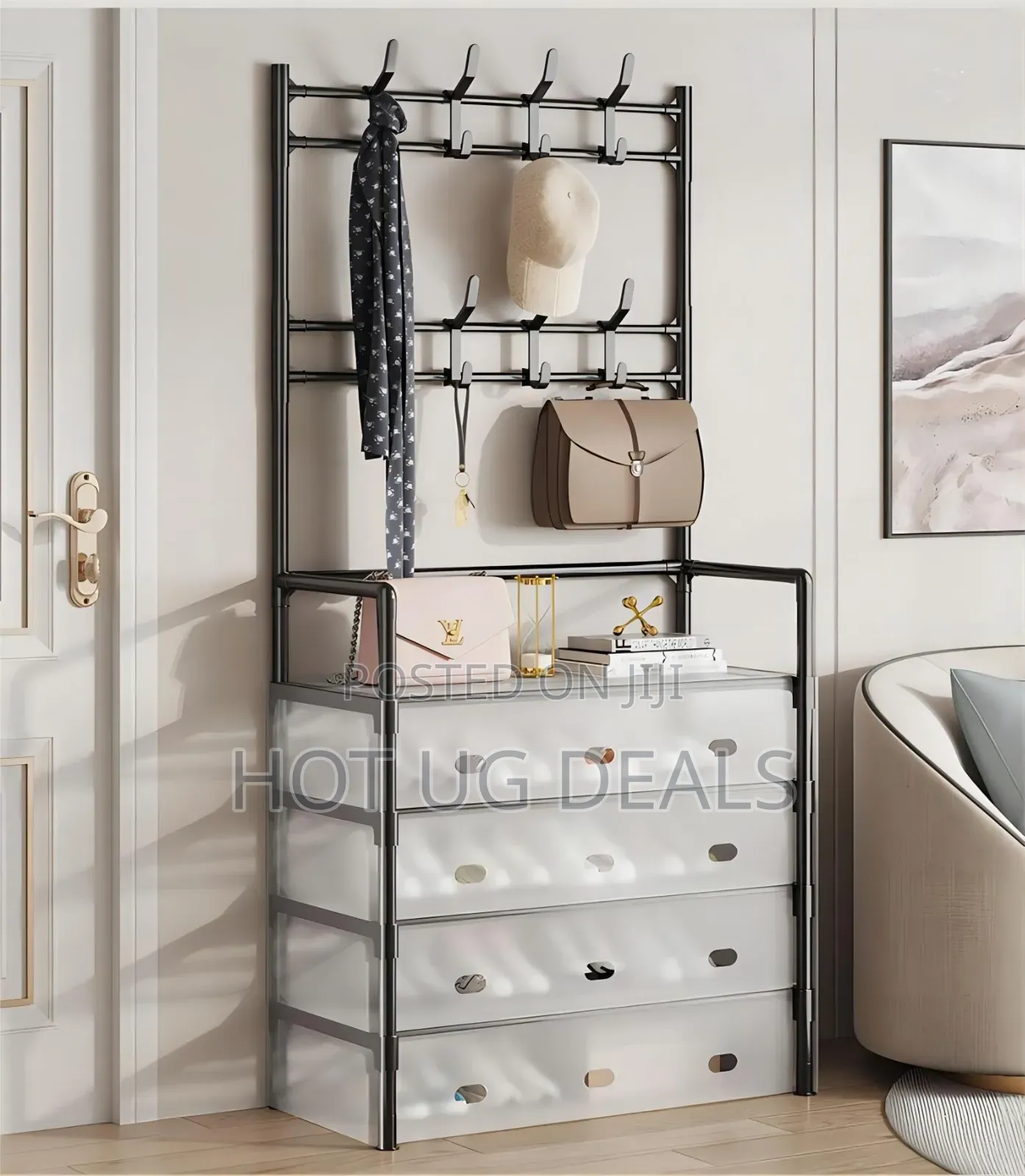 Multi -functional Shoe And Hat Rack,Coat Rack With Dustcover
