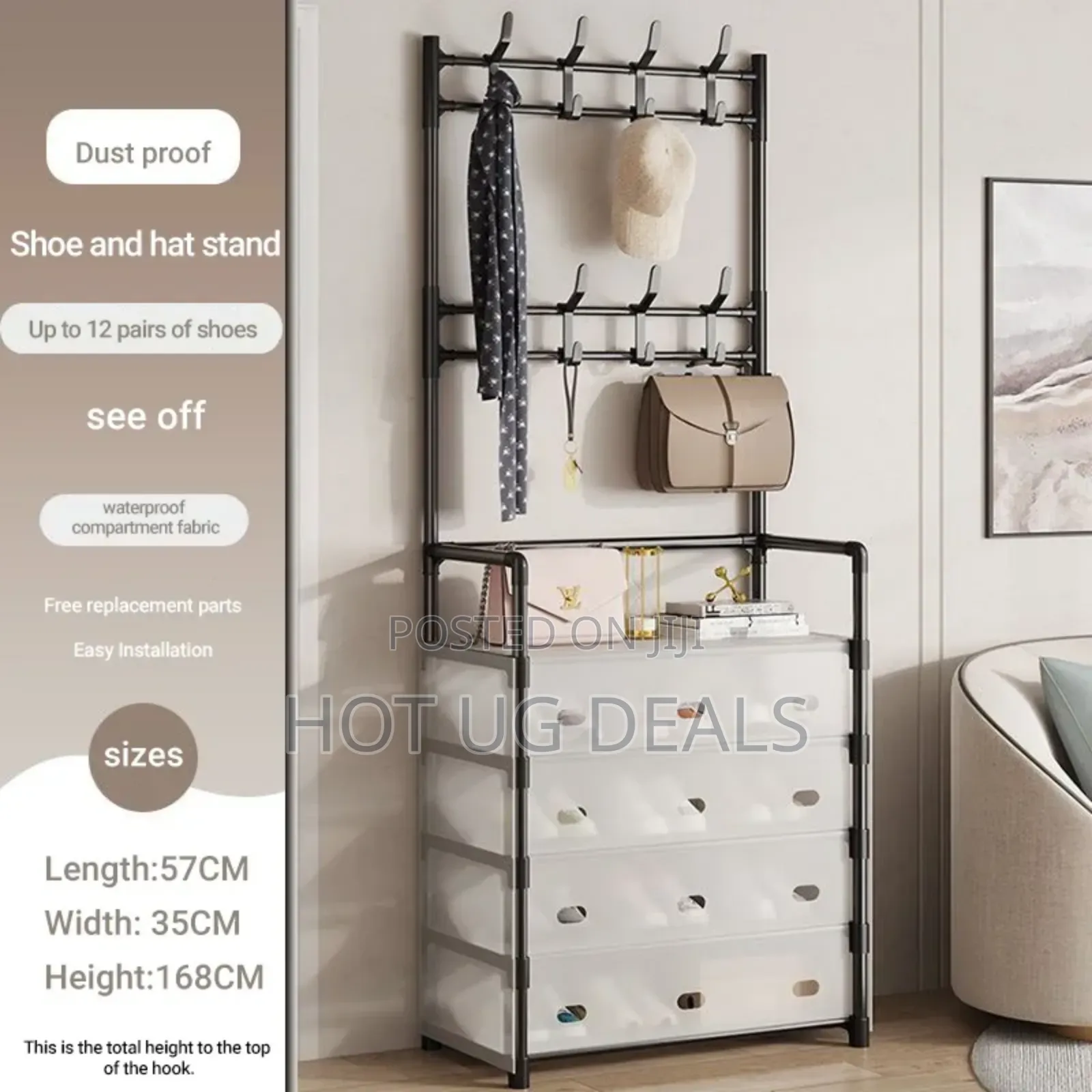 Multi -functional Shoe And Hat Rack,Coat Rack With Dustcover