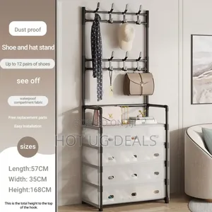 Multi -functional Shoe And Hat Rack,Coat Rack With Dustcover