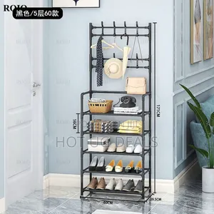 5 Tiers Coat Rack Shoe Rack Wall For Clothes Floor Hanger