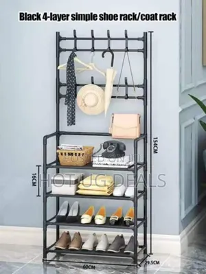 5 Tiers Coat Rack Shoe Rack Wall For Clothes Floor Hanger