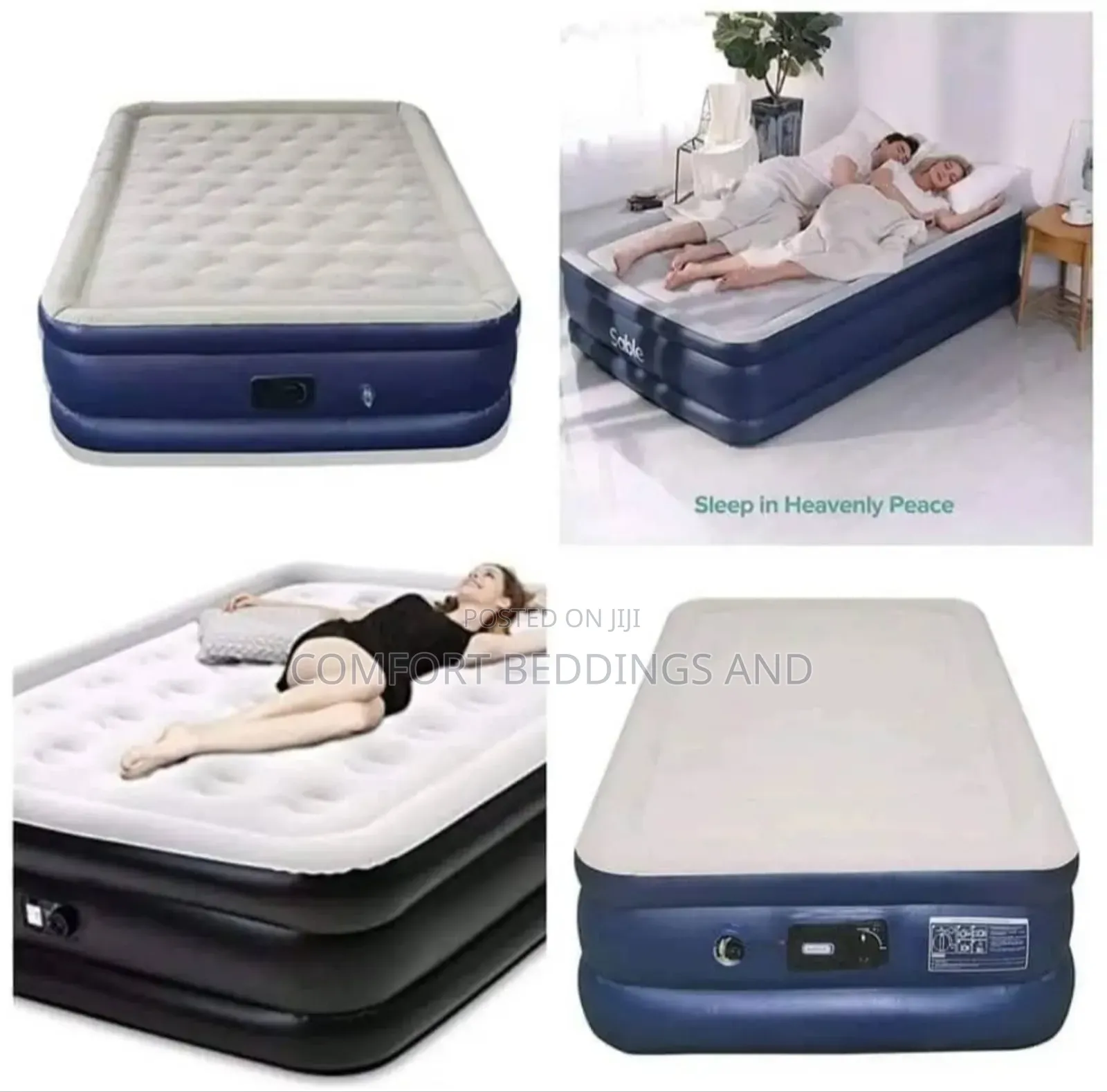 High Density Inflatable Mattress With Inbuilt Pump Navy Blue