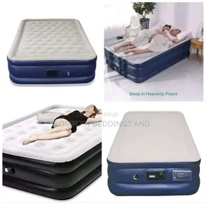 High Density Inflatable Mattress With Inbuilt Pump Navy Blue