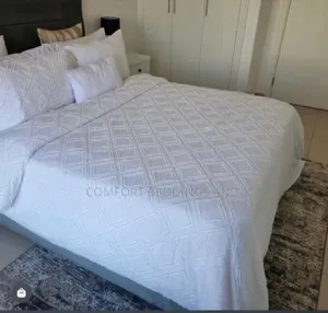 Six Peice Velvet Bedcover White