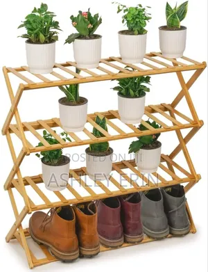 Foldable Bamboo Stackable Shoe Rack Multifunctional