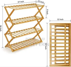 Foldable Bamboo Stackable Shoe Rack Multifunctional