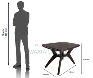 Plastic Rectangular Dining Table for Dining Room Set, Cafe