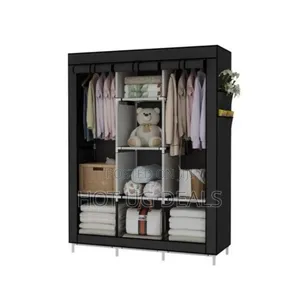 3 Column  Metallic Cloth Frame Portable Wardrobe Storage