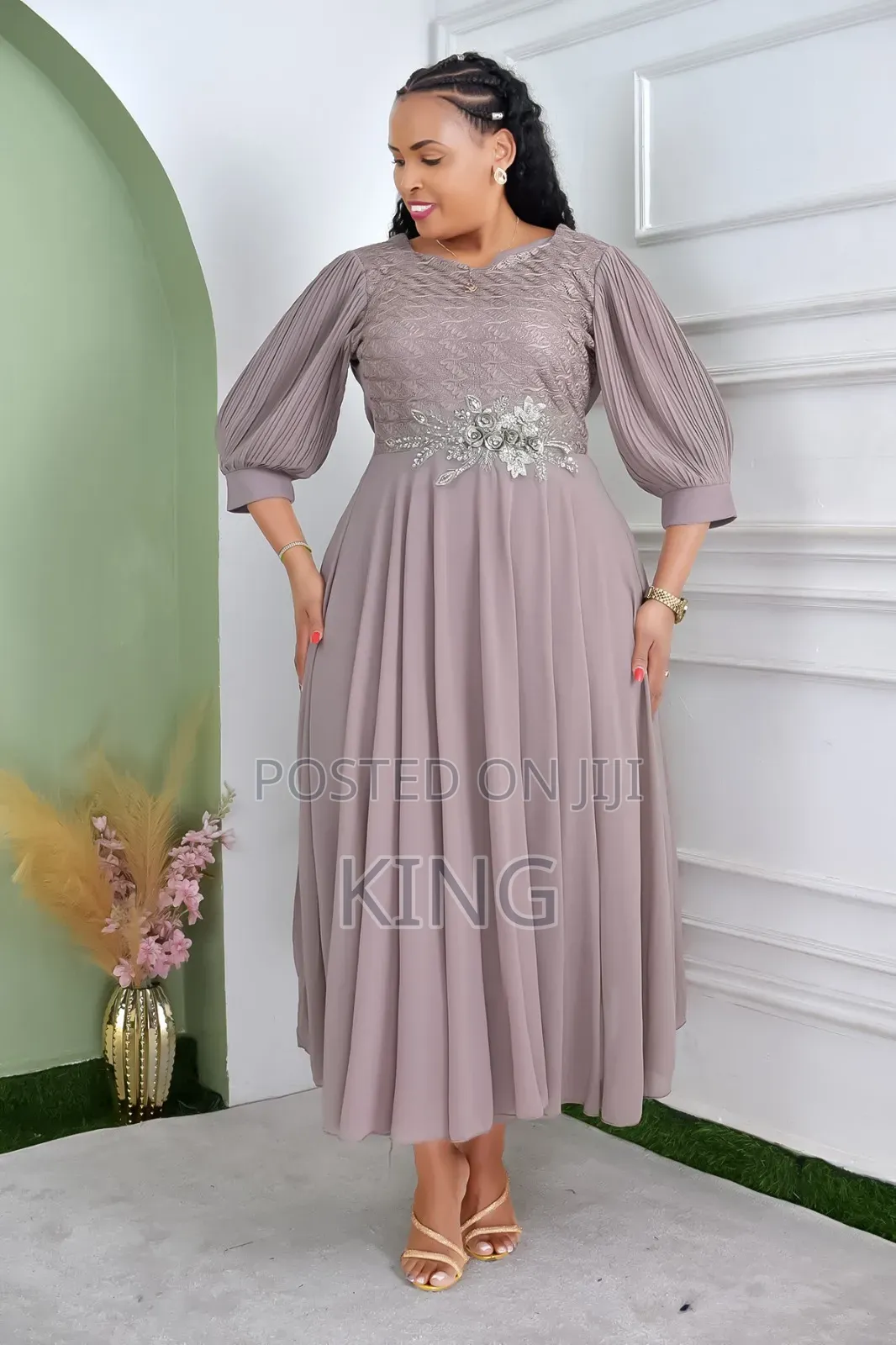 Sequin Panel a-Line Dress