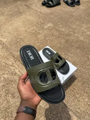 Classic Men's Dior Leather Slip in Sandals in Stock