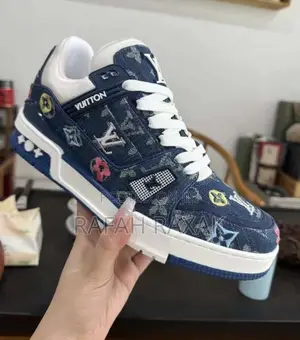 Original Louis Vuitton Lv Trainer Blue Denim Sneakers